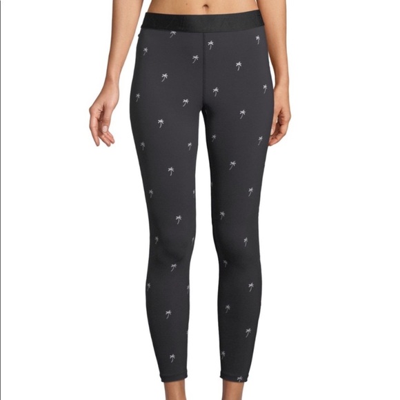 Alala Base Leggings Tights Palm tree embroidered Cropped High Rise Navy Blue - Picture 1 of 16